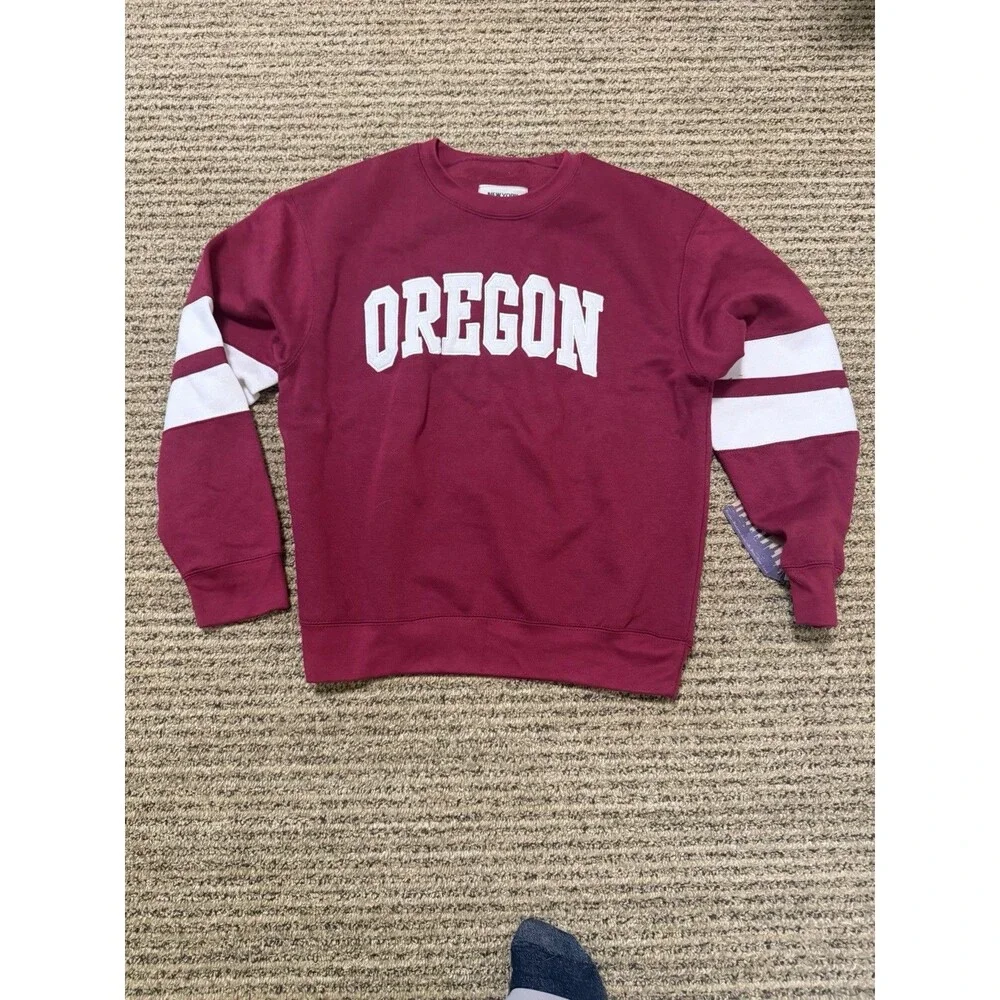 Oregon Burgundy Crewneck Sweatshirt Lg NWT New York Popular Vintage Style
